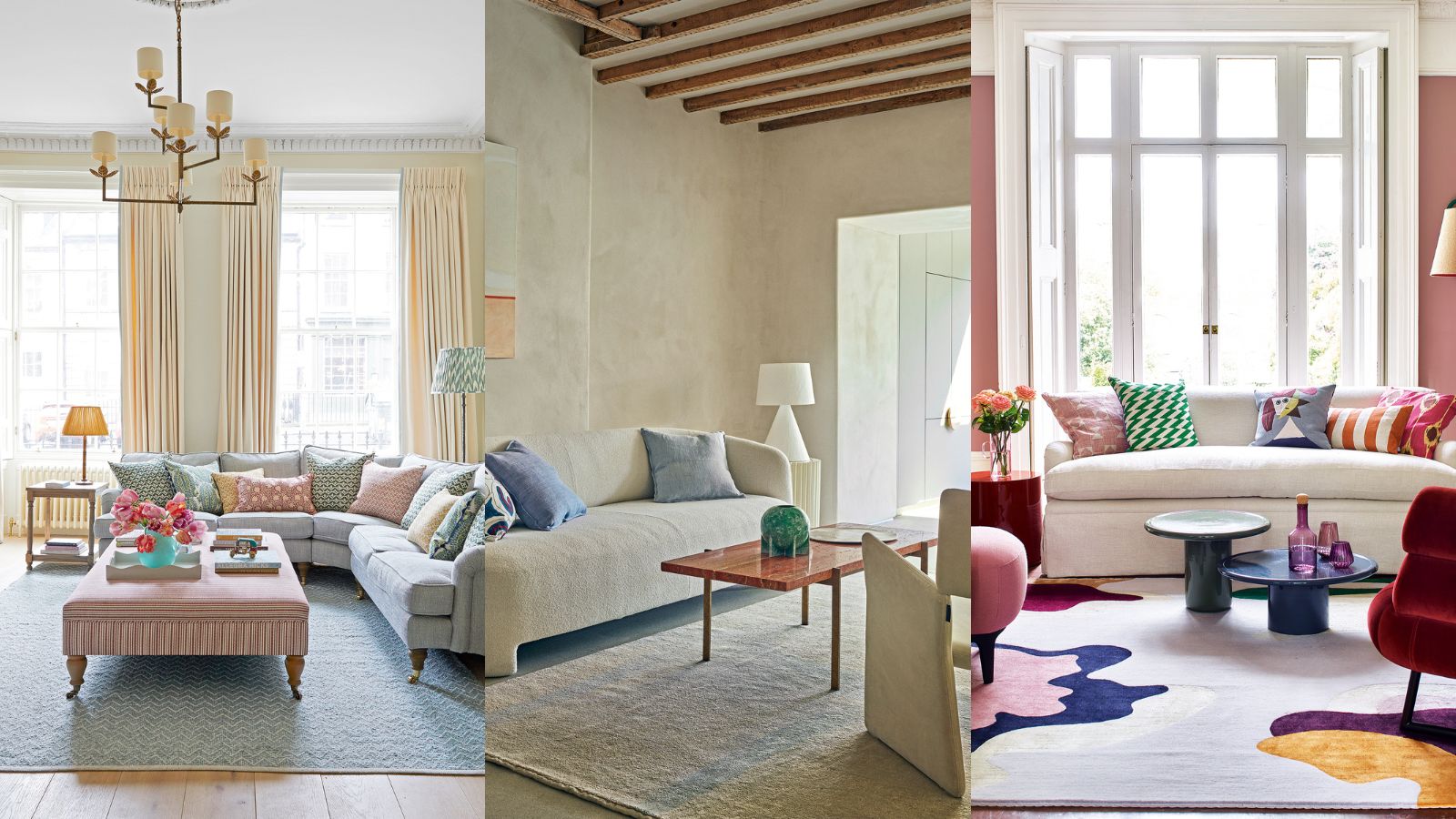 Vacuuming the carpet in a bright modern living room
